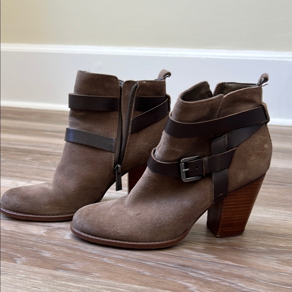 Ivanka Trump Brown Ankle Booties with Buckle Straps